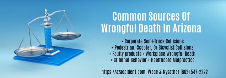 Graphic with Text: Arizona Wrongful Death Lawsuit Arizona Wade and Nysather