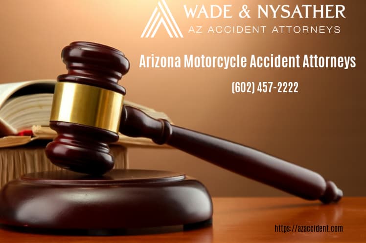 Graphic of Legal Gavel & Justice Scale text layover-Arizona motorcycle accident attorney
