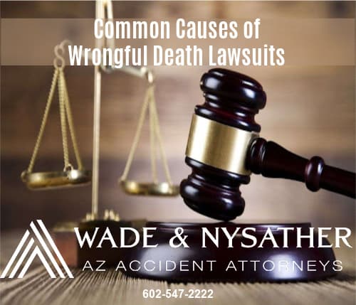 Graphic of Legal Gavel and Scales stating Wrongful Death Attorney