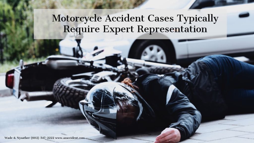 Graphic of motorcycle accident text layover Motorcycle Accident Attorney Wade & Nysather